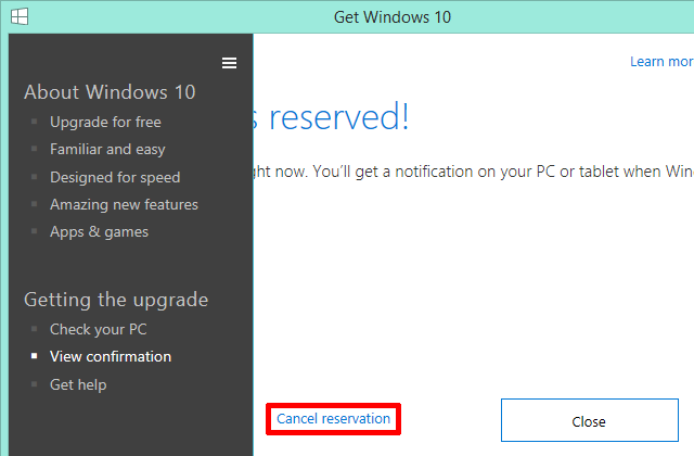 Annuler la mise à niveau de Windows 10