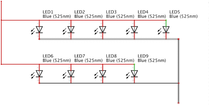 Circuit des LED du bouton de raccourci