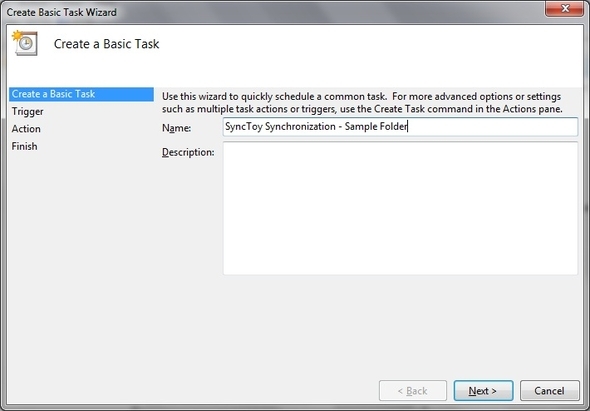 SyncToy: le planificateur de tâches de la solution de sauvegarde et de synchronisation simple de Microsoft [Windows] crée un nom de tâche de base