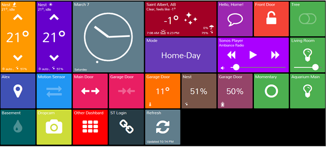 tuiles d'action smartthings