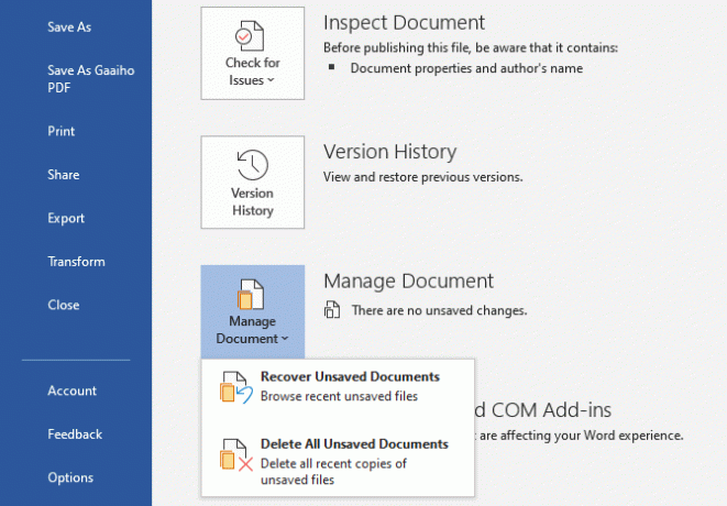 Microsoft Office 2019 récupère les documents non enregistrés