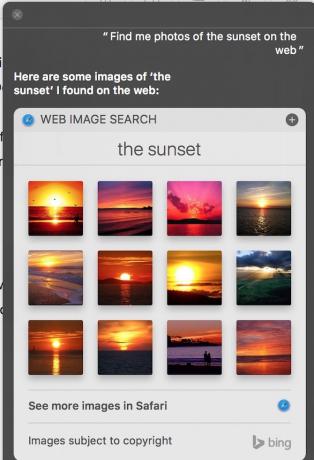 Siri trouve des photos de Sunset sur le Web