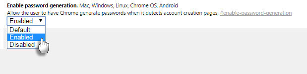 Activer le mot de passe Chrome