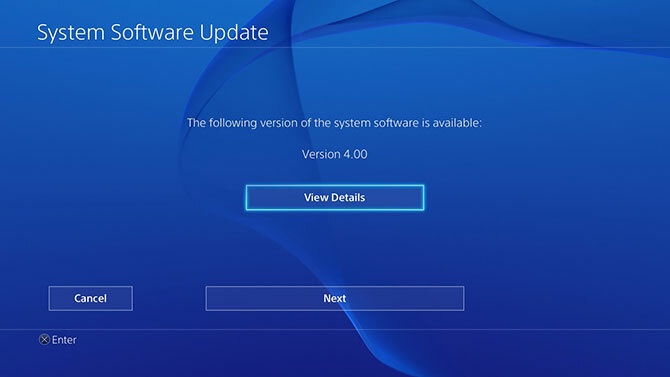 Mise à jour du firmware 4.0 de la PlayStation 4