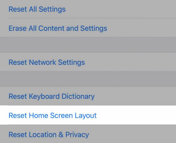 réinitialiser la disposition de l'écran sur ios