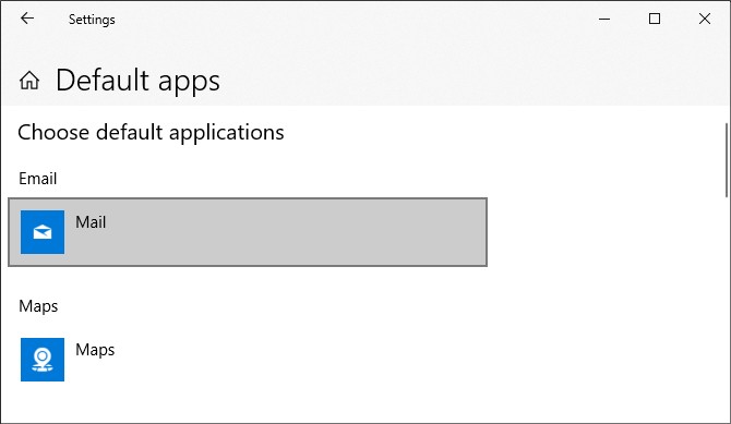 Applications par défaut de Windows 10