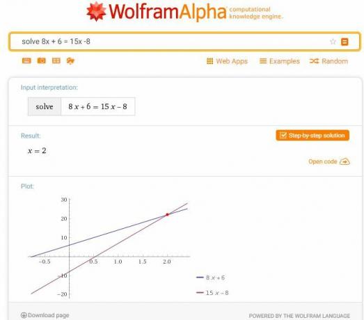 Solveur d'équations Wolfram Alpha