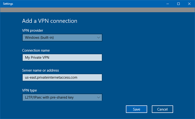 Une configuration de connexion VPN sous Windows