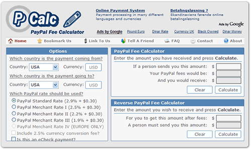 PPCalc - Calculateur de frais PayPal en ligne