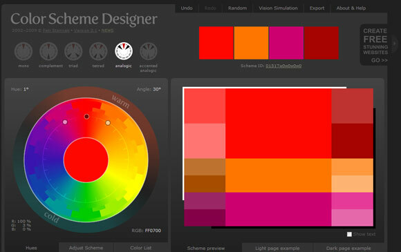 palette de couleurs web