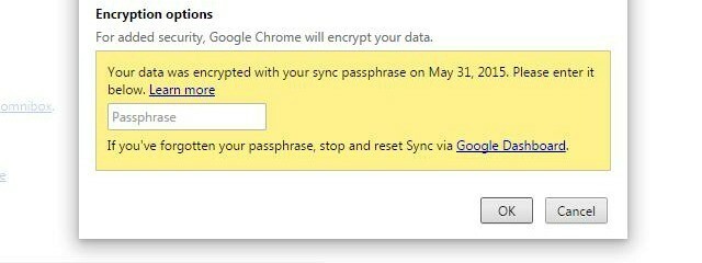 phrase de passe chrome-sync