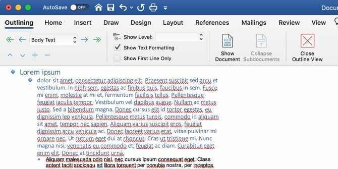 Comment écrire un ebook: vue Microsoft Word Outline