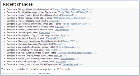 suivre les modifications de wikipedia