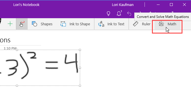 Cliquez sur Math sous l'onglet Dessin