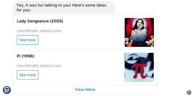 recherche de film facebook messenger bot