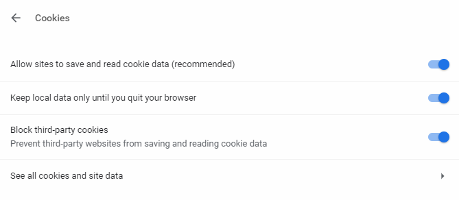 Chrome désactiver les cookies