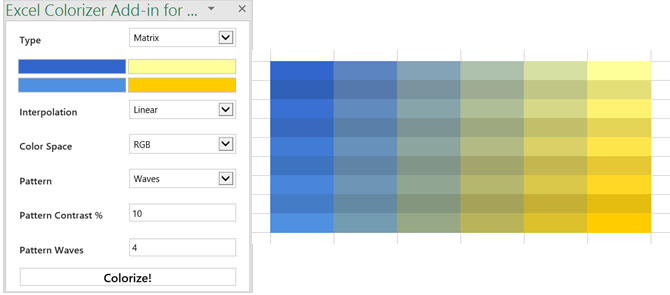 feuilles de calcul agréables microsoft excel colorizer add-in