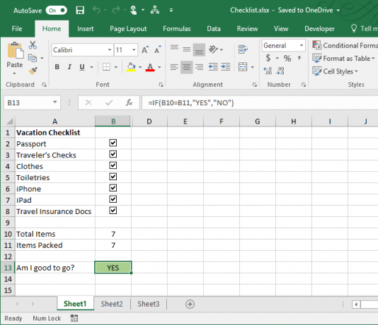 ajouter une liste de contrôle Excel