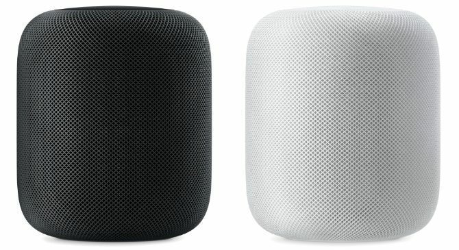 Côte à côte du HomePod noir et blanc