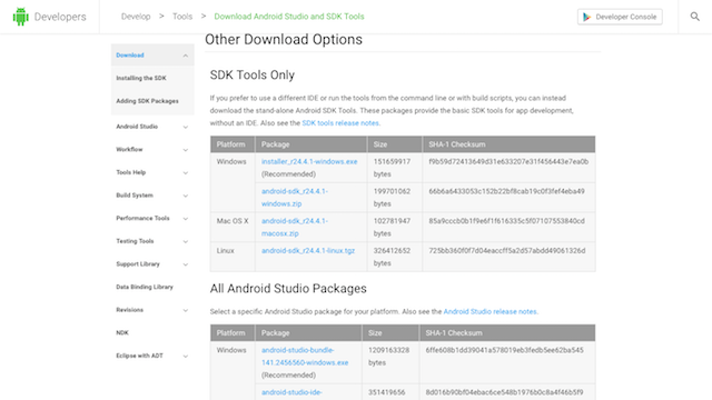 télécharger les outils sdk