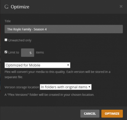 plex media optimise