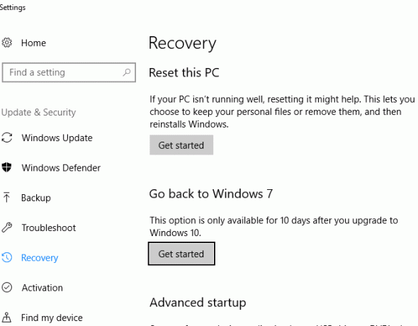 mise à niveau de windows 10 downgrade windows 8 7 instructions