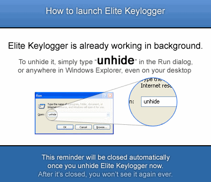 Instructions pour Elite Keylogger