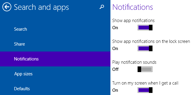 Paramètres de notifications de Windows 10