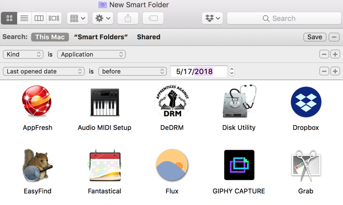 Applications Mac Smart Folder non ouvertes