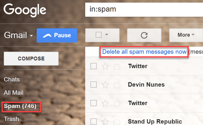 Supprimer le spam Gmail