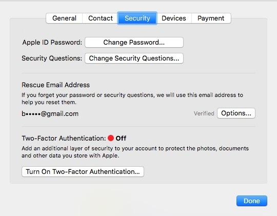 Activer l'authentification à deux facteurs Mac