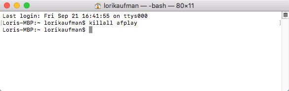 Exécutez la commande killall pour afplay sur Mac