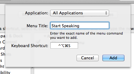 raccourci clavier mac-start-Speaking