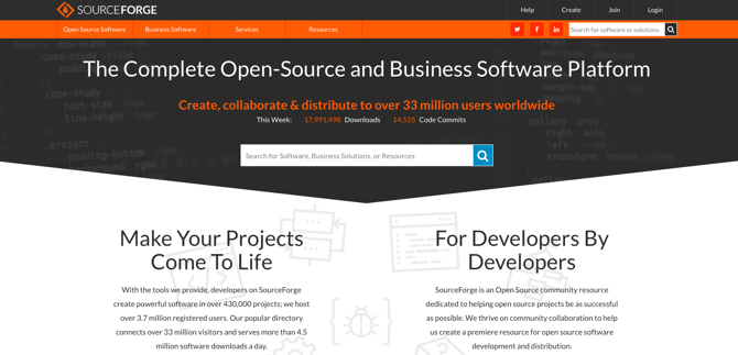Capture d'écran de SourceForge