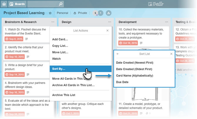 Trier les cartes Trello en un clic