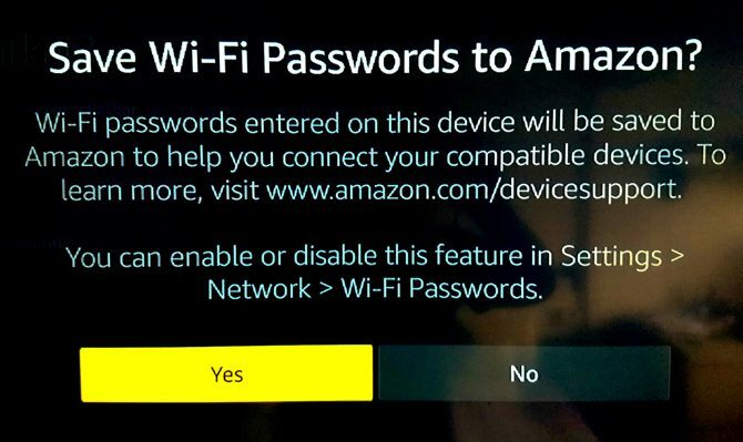 Configuration d'Amazon Fire TV Stick: enregistrer les mots de passe Wi-Fi sur Amazon?