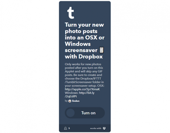Le guide IFTTT ultime: utilisez l'outil le plus puissant du Web comme un pro 50IFTTT TumblrPhotosToScreensaver