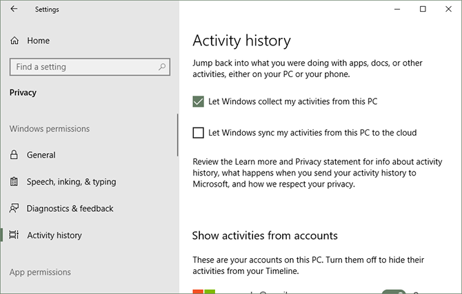 configurer et utiliser la chronologie de Windows 10