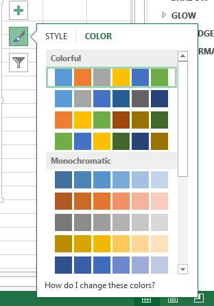 Préréglages de couleur Excel