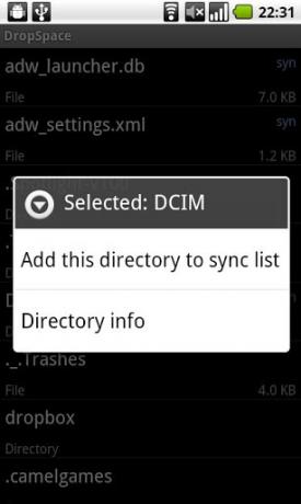 Android dropbox de carte SD sync