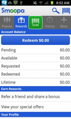 Soyez payé pour magasiner plus intelligemment avec Smoopa [Android 1.6+ et iOS] solde de récompense smoopa