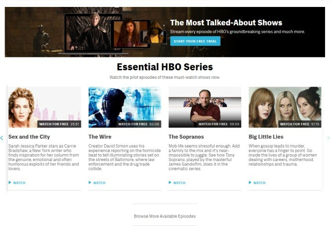 Regarder les épisodes gratuits du site HBO