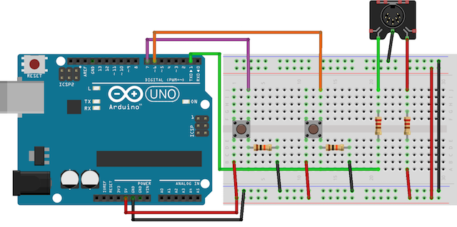 Circuit contrôleur Arduino-Midi