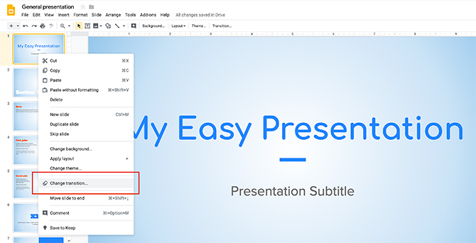 Comment créer une présentation Google Slides Change Transition