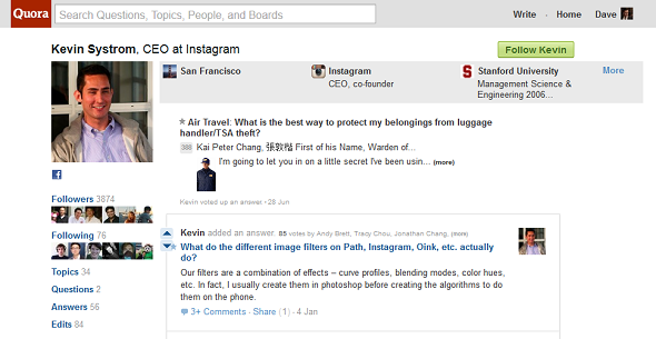 10 entrepreneurs Internet actifs sur Quora quora kevin systrom