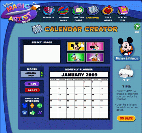 Créateur de calendriers Disney