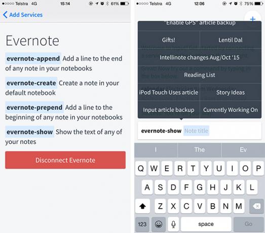 L'entrée est une ligne de commande iPhone pour Evernote, Gmail et bien plus encore