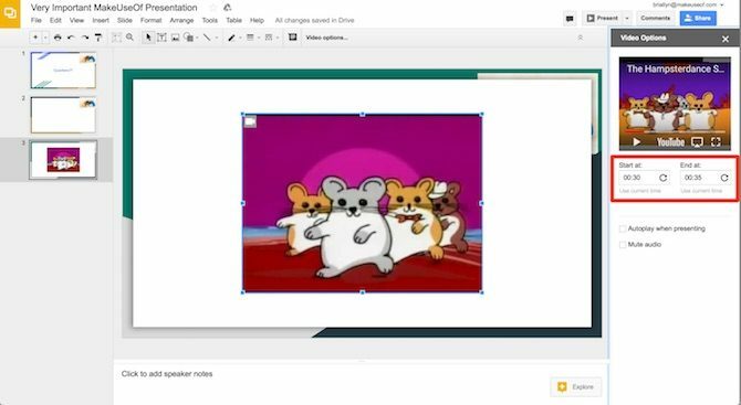 modification du clip vidéo google slides