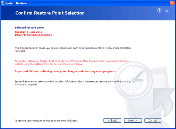 restauration du système windows xp