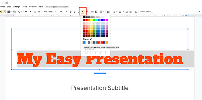 Comment créer une présentation Google Slides Changer la couleur de la police